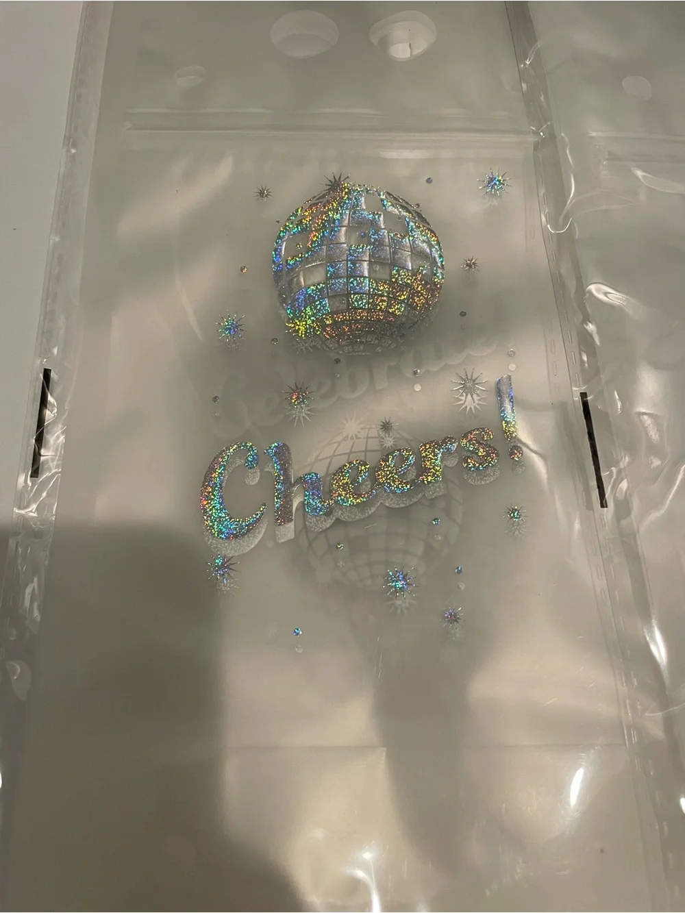 Cheers Drink Pouches (18 pouches- Clear) and disco ball straws (4-pink)